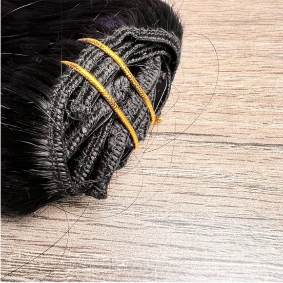 Jet Black Remy Human Hair 20 Inch Clip In Hair Extensions - Picture 6 of 10